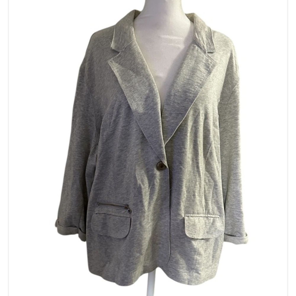 Zenergy by Chico’s size 4 Gray Women's Blazer one button stretch